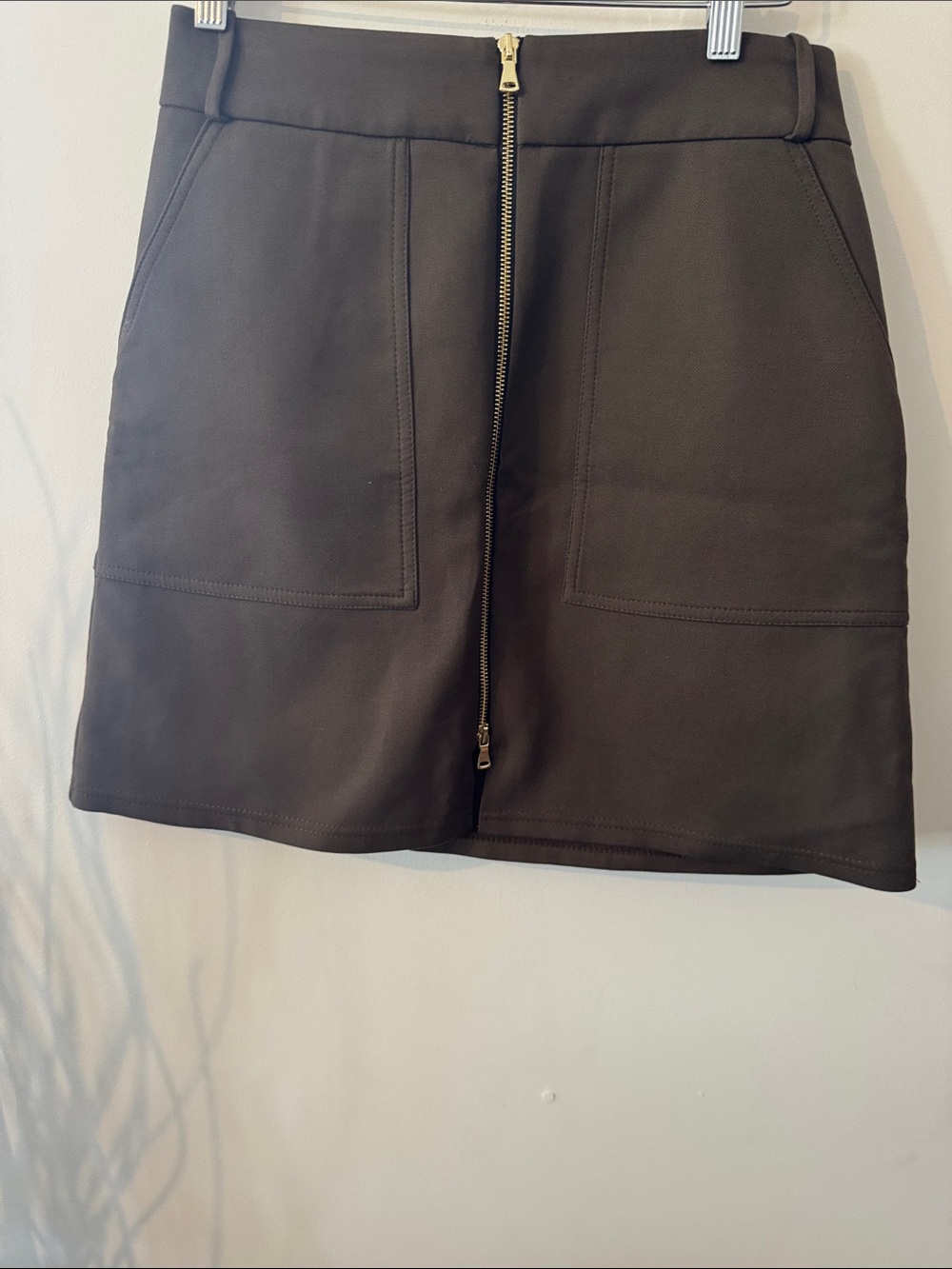 River Island Black Front-Zip Pocket Mini Skirt
